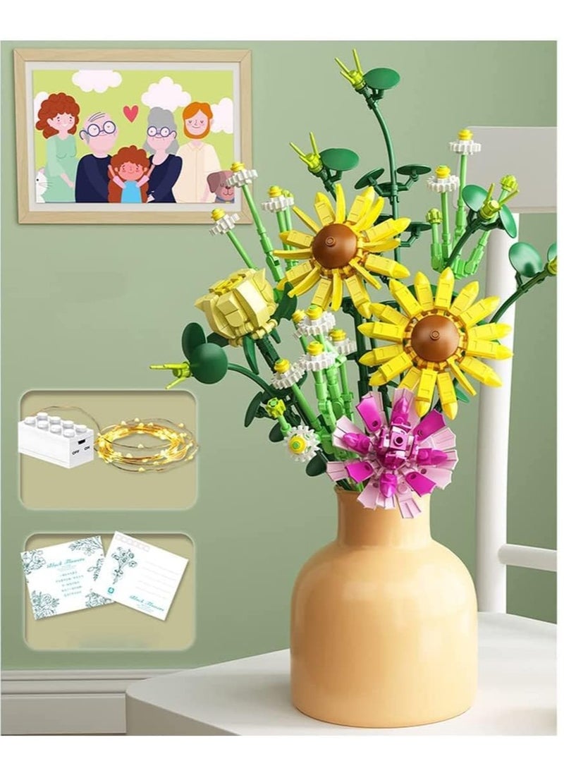 SYOSI Flowers Bouquet Building Sets, Artificial Flowers Creative Toys Kits DIY Bouquet Building Bricks with Lights for Women Home Decoration, Mom's Best Gifts  - Image 2