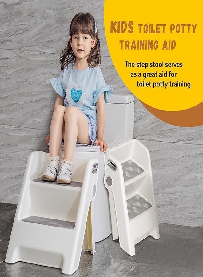 BLURISM Children's Step Toilet, Portable Folding Ladder - Telescopic, Multi-Functional Indoor Safety Step Stool with Thickened Plastic Bars, Two-Step Stool Indoor Folding Flower Ladder - Image 3