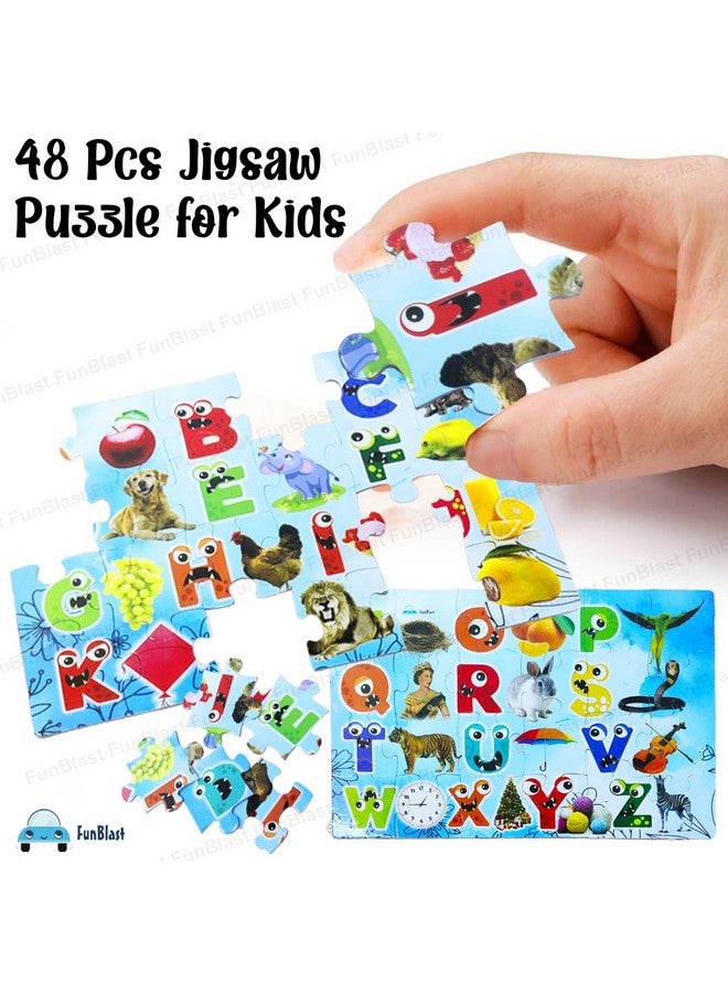 فنبلاست لعبة تركيب الصور المقطوعة الأبجدية من فن بلاست للأطفال من عمر 3 إلى 5 سنوات - 48 قطعة (متعددة الألوان، مقاس 30×22 سم) - Image 3