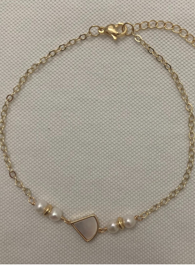 Minorisa 18K GOLD PLATED BRACELET SEASHELL PENDANT FRESHWATER PEARL - Image 2