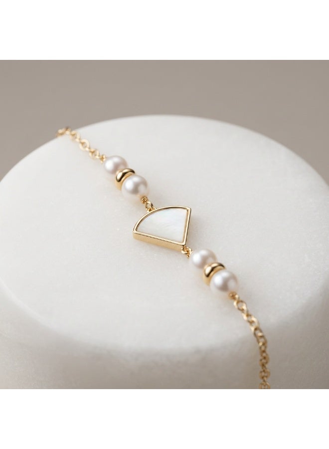 Minorisa 18K GOLD PLATED BRACELET SEASHELL PENDANT FRESHWATER PEARL - Image 3