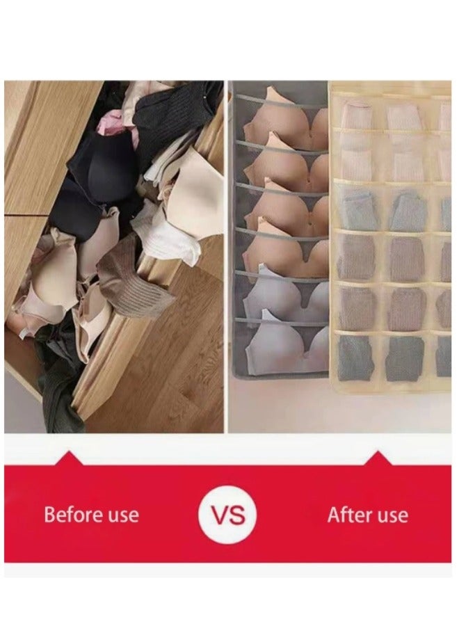 Dual-Sided Hanging Closet Organizer for Underwear, Stocking, Bra and Sock, Mesh Pockets with Metal Hanger, Closet Hanging Organizer with Mesh Pockets - Image 4