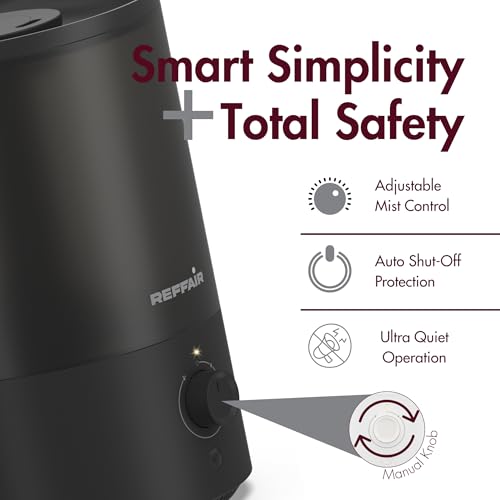 Reffair Caligo 200 3.5L Smart Cool Mist Ultrasonic Humidifier for Bedroom, Top-Fill, Auto Humidity Adjustment, Essential Oil Diffuser, Ideal for Baby Nursery and Indoor Plants (Black) - Image 3