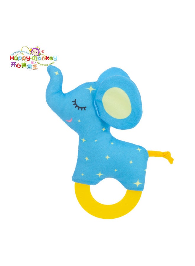 Happy Monkey Baby Hand Rattle Baby Teeth Gel Rattle Baby Plush Comforting Doll Toy-Color:Little Elephant - Image 1