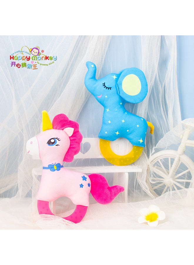 Happy Monkey Baby Hand Rattle Baby Teeth Gel Rattle Baby Plush Comforting Doll Toy-Color:Little Elephant - Image 4