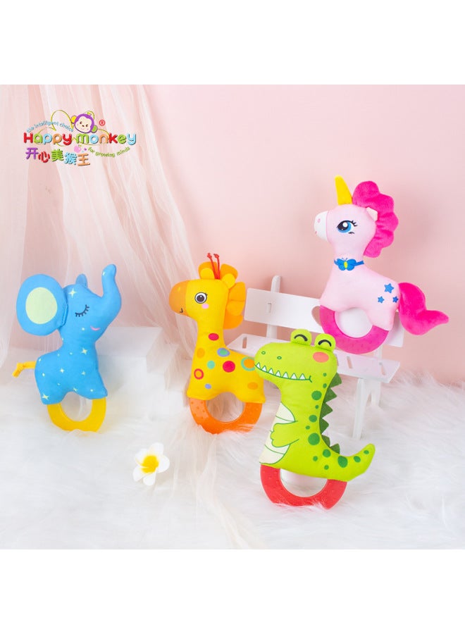 Happy Monkey Baby Hand Rattle Baby Teeth Gel Rattle Baby Plush Comforting Doll Toy-Color:Little Elephant - Image 2