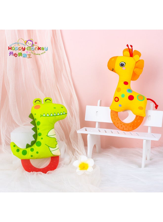 Happy Monkey Baby Hand Rattle Baby Teeth Gel Rattle Baby Plush Comforting Doll Toy-Color:Little Elephant - Image 3