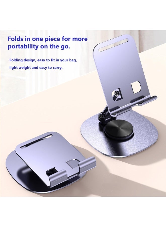 Metal phone Holder for Desk, Portable & Foldable Cell Phone Stand for Office & Kitchen,60°Rotating, Adjustable Tablet Stand for All Mobile Phones (silver) - Image 3