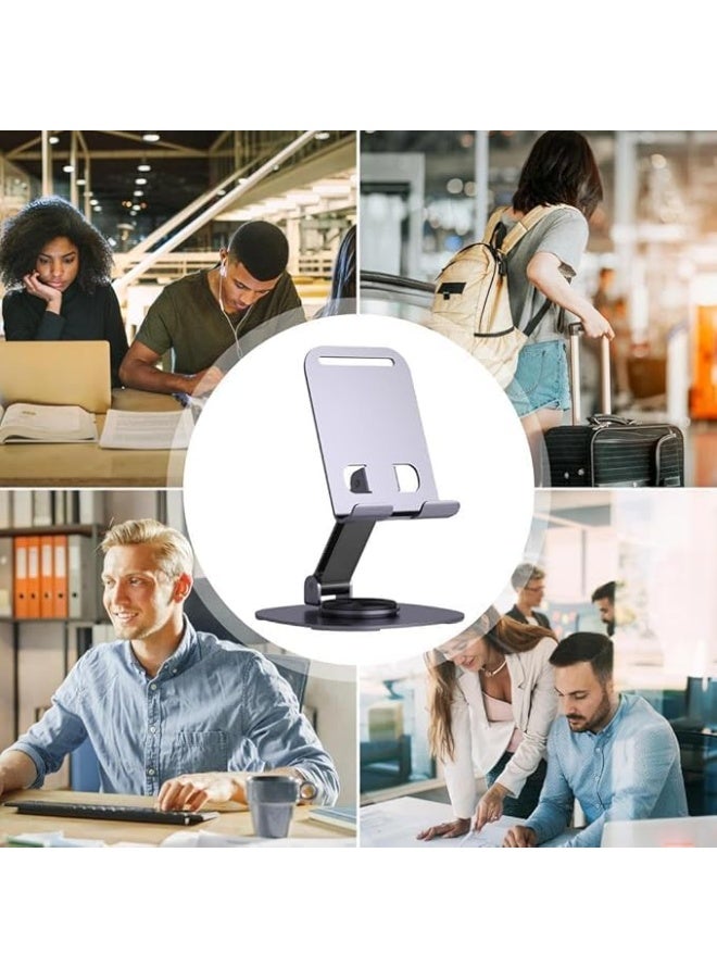 Metal phone Holder for Desk, Portable & Foldable Cell Phone Stand for Office & Kitchen,60°Rotating, Adjustable Tablet Stand for All Mobile Phones (silver) - Image 4