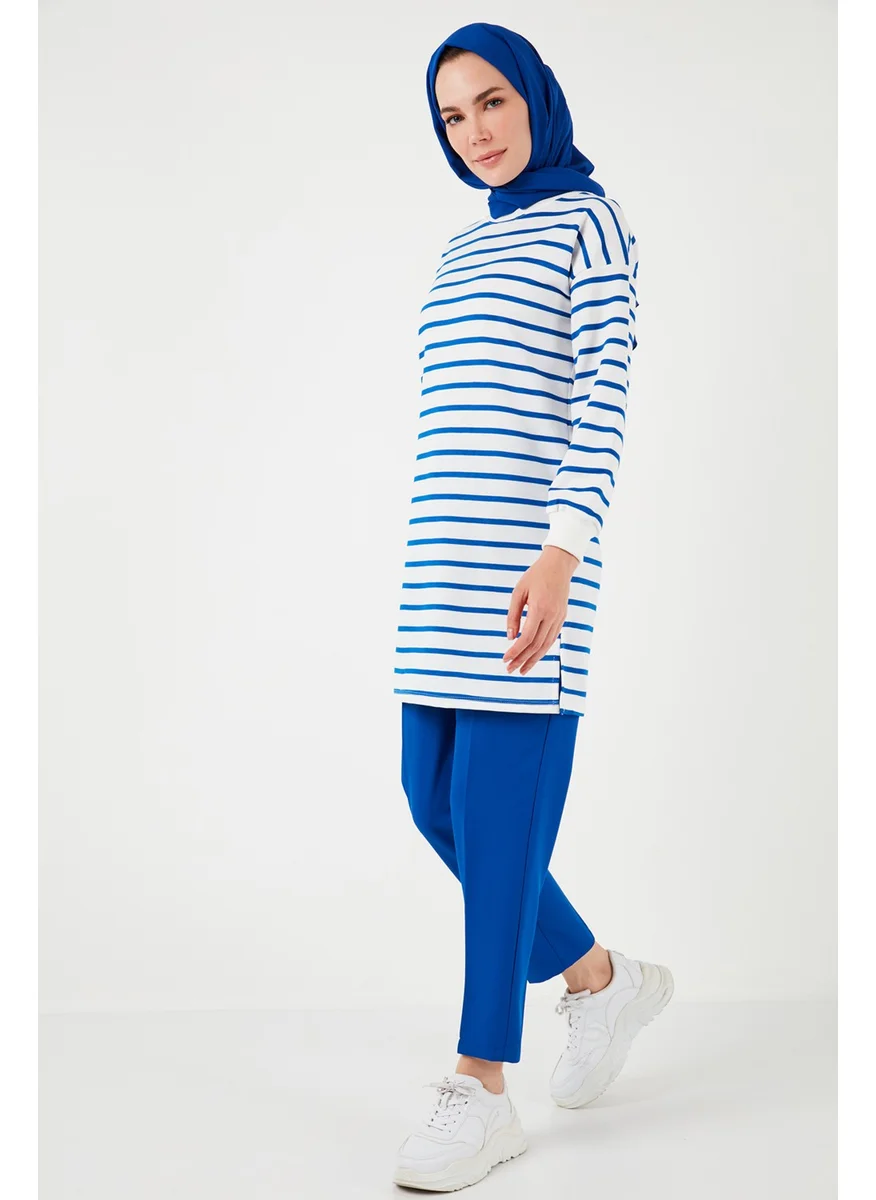 Lela Modest Striped Cotton Regular Fit Crew Neck Tunic Women's Tunic 5865784