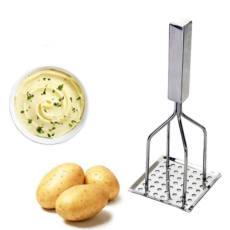 HELIMIX 2 Pack Potato Masher Stainless Steel with Chease Grater Combo Set Vegetable Pav Bhaji Masher Crusher Kitchen Accessories Tool - Image 2