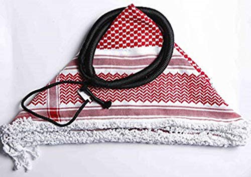 Bethlehem Gifts TM Arafat Arab Scarf Shawl Keffiyeh Kafiya shemagh desret Palestine + Igal Agal Set Red/White - Image 4
