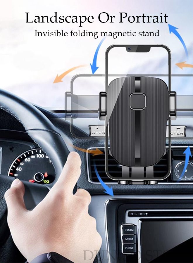 DUNISO Upgraded Car Phone Holder Phone Mount for Air Vent Anti-Shake Phone Holder WIth 3-In-1 Data USB Charge And Sync Cable Hand Free Mount for All Cell Phones - Image 2