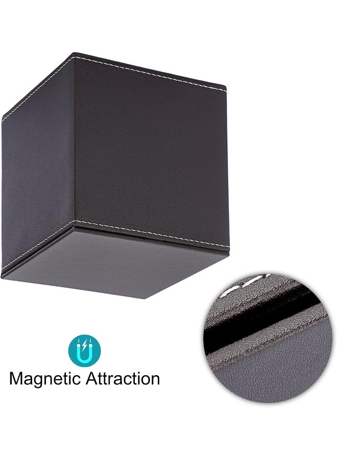 Sumnacon Square Leather Tissue Box Cover  Stylish Cube Tissue Box Holder with Magnetic Bottom Decorative PU Tissue Box for Vanity Dresser Night Stand Table Countertop Home Office Car Brown - Image 3