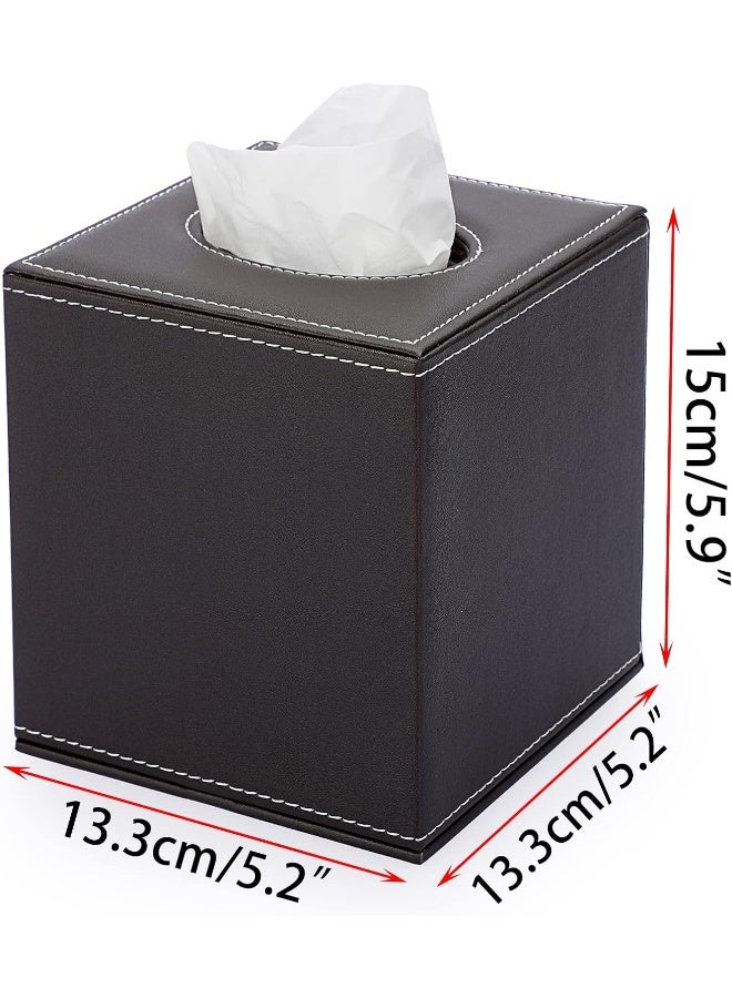 Sumnacon Square Leather Tissue Box Cover  Stylish Cube Tissue Box Holder with Magnetic Bottom Decorative PU Tissue Box for Vanity Dresser Night Stand Table Countertop Home Office Car Brown - Image 2