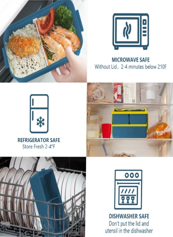 SUCITY 2- Layer Leakproof Bento Box-Large Lunch Box with Compartments und Cutlery Set-Food Picks for Lunch Box Containers for Adults-Microwave Food SafeBento Boxes  - Image 5