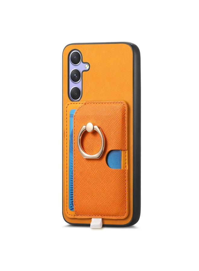 S-TOP Case For Samsung Galaxy A25 Retro Cross Leather Ring Side Insert Card Bag MagSafe Phone Case - Image 2