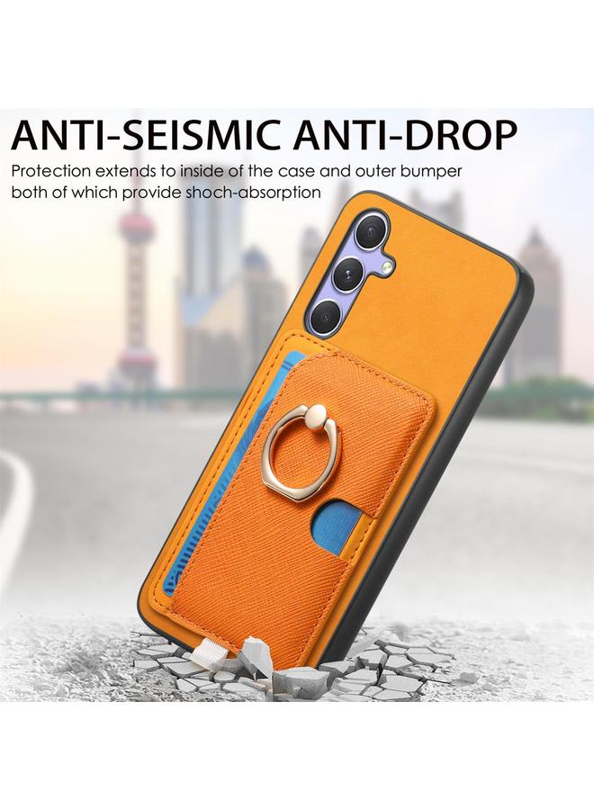 S-TOP Case For Samsung Galaxy A25 Retro Cross Leather Ring Side Insert Card Bag MagSafe Phone Case - Image 4