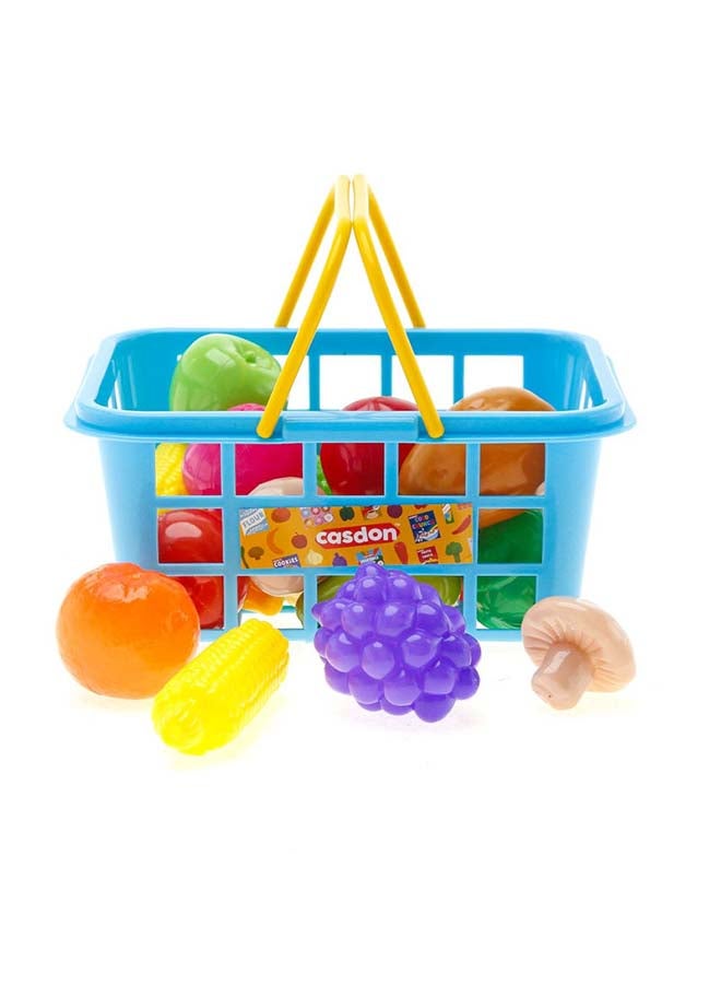 CASDON Fruit & Veg. Toy Basket: Assorted Fruits And Vegetables, Perfect For Playing Shops. Suitable For Children Aged 2+ - Image 1