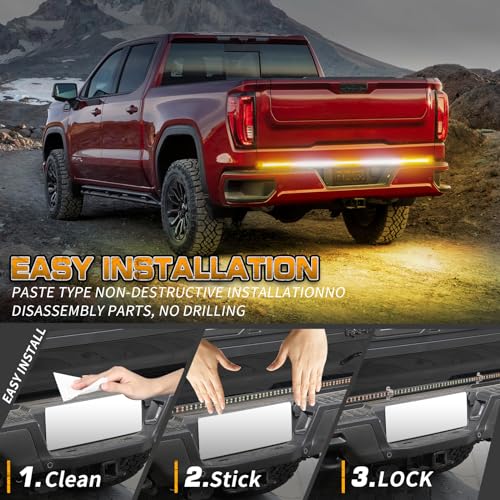 XRIDONSEN 60 inch Truck Strobe Lights Strip 360 LED Amber White Rear Window Tailgate Emergency Lights Flashing Warning Hazard Safety for Tow Plow Trucks Construction Vehicles Pickup - Image 5