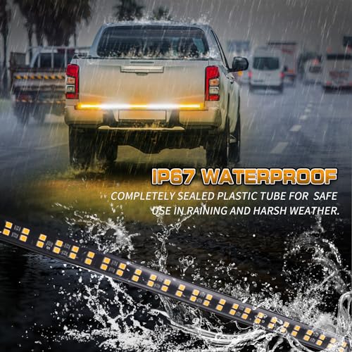 XRIDONSEN 60 inch Truck Strobe Lights Strip 360 LED Amber White Rear Window Tailgate Emergency Lights Flashing Warning Hazard Safety for Tow Plow Trucks Construction Vehicles Pickup - Image 3
