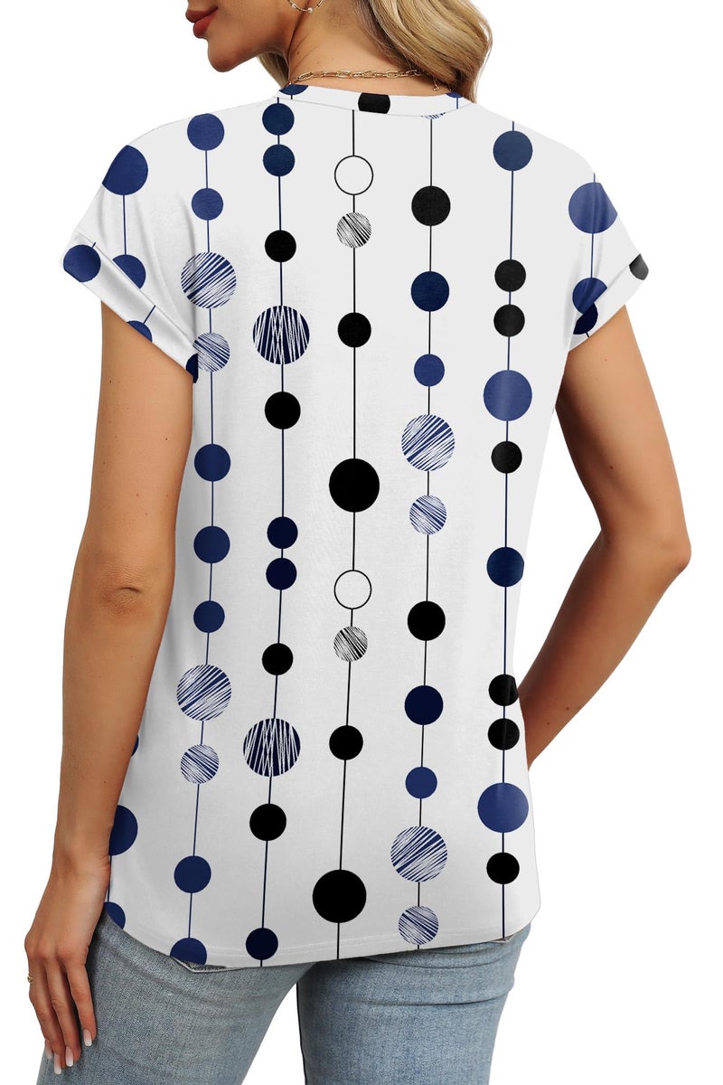 Alaroo Womens Summer Tops Short Sleeve Shirts Spring Clothes Crew Neck Cute Trendy Vacation Outfits Tunic Blouses Print 52 L - Image 5