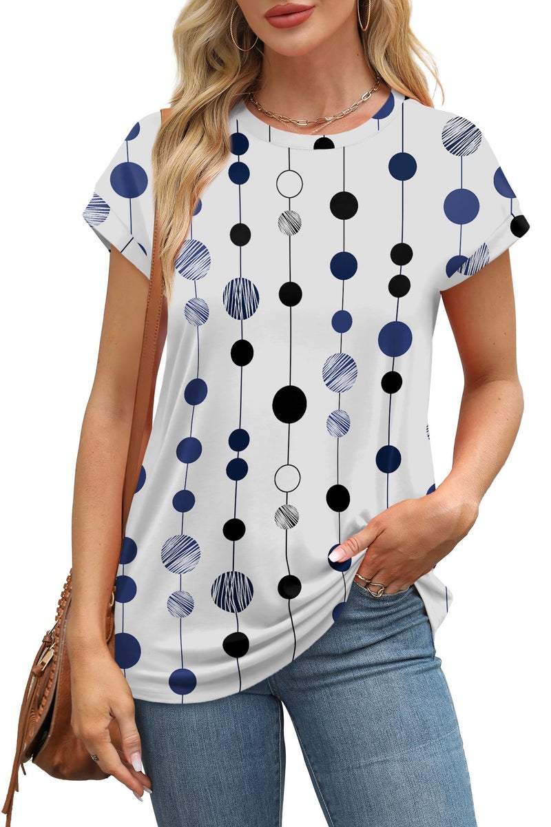 Alaroo Womens Summer Tops Short Sleeve Shirts Spring Clothes Crew Neck Cute Trendy Vacation Outfits Tunic Blouses Print 52 L - Image 3