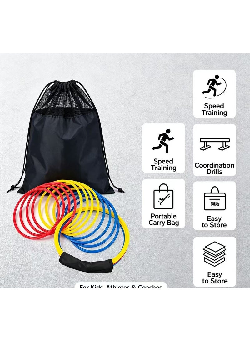 Goolsky Agility Training Rings, Speed Coordination Exercise Set, Multicolor Plastic Agility Hoops with Storage Bag for Sports Training, Football Fitness Workout - Image 4