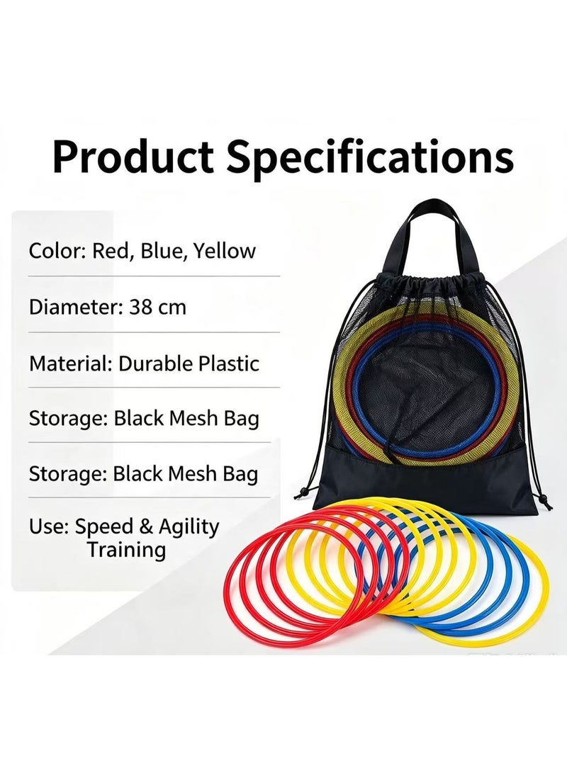 Goolsky Agility Training Rings, Speed Coordination Exercise Set, Multicolor Plastic Agility Hoops with Storage Bag for Sports Training, Football Fitness Workout - Image 2