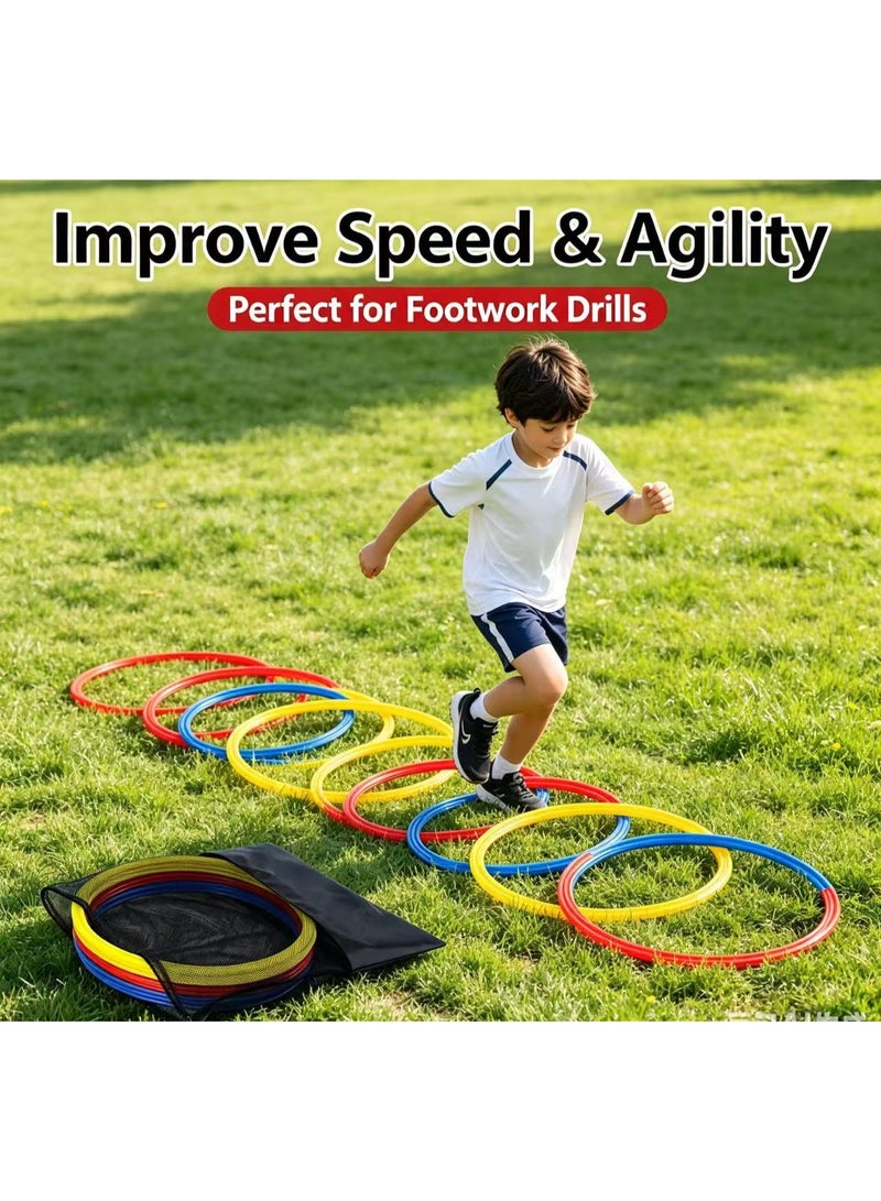 Goolsky Agility Training Rings, Speed Coordination Exercise Set, Multicolor Plastic Agility Hoops with Storage Bag for Sports Training, Football Fitness Workout - Image 3