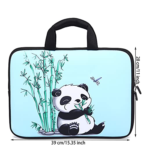 HAPLIVES 14 15 15.4 15.6 inch Laptop Handle Bag Computer Protect Case Pouch Holder Notebook Sleeve Neoprene Cover Soft Carrying Travel Case For Dell Lenovo Toshiba HP Chromebook ASUS Acer (Panda & Bamboo) - Image 2