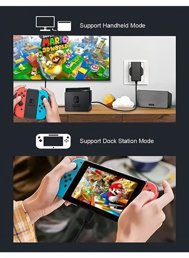 YINPAGE For Nintendo Switch Charger Cable Ac Power Adapter for Switch lite, Dock, OLED, Pro Controller UK Plug 15V 2.6A Fast Charging Support TV Mode - Image 4