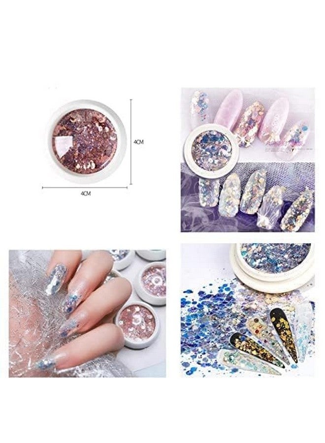 PEACORA 8Pcs DIY Nail Art Gradient Glitter Hexagon Shape, Holographic Nail Glitter Flakes Nails Supply Mermaid Powder Nail Art Decorations Shiny 3D Nail Sequins DIY Manicure - Image 3