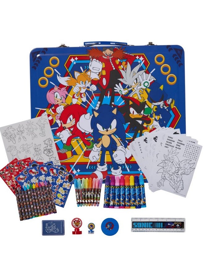 Innovative Designs Sonic The Hedgehog Deluxe Activity Set for Kids with Carrying Tin, Coloring Sheets, Stickers, & Art Supplies, 200+ Pieces - Image 1