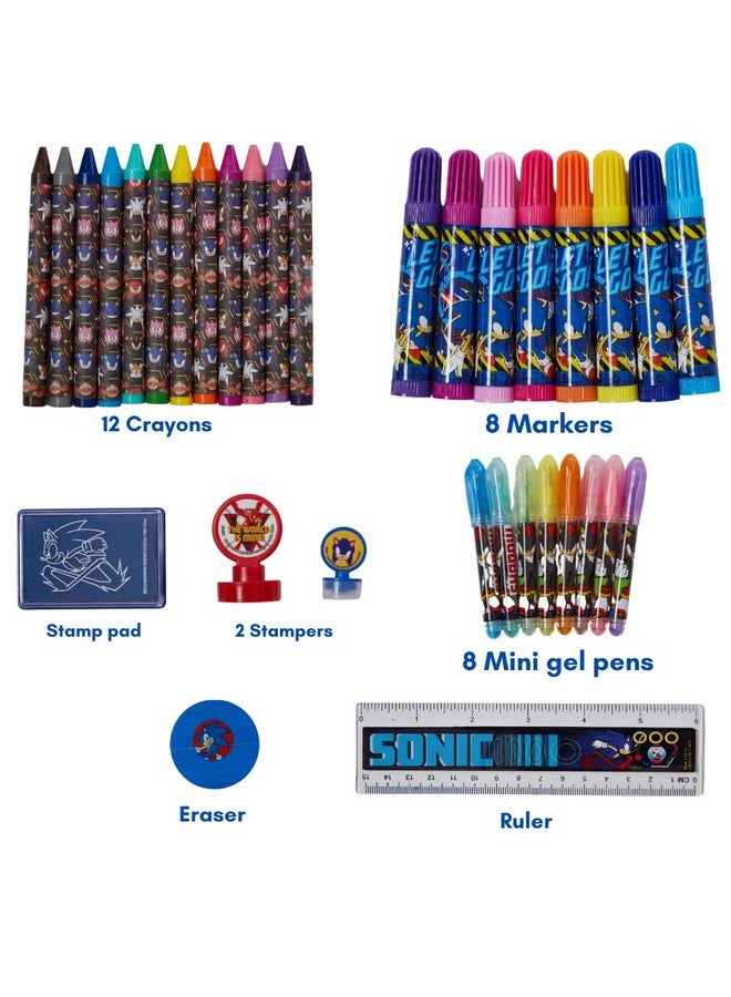 Innovative Designs Sonic The Hedgehog Deluxe Activity Set for Kids with Carrying Tin, Coloring Sheets, Stickers, & Art Supplies, 200+ Pieces - Image 2