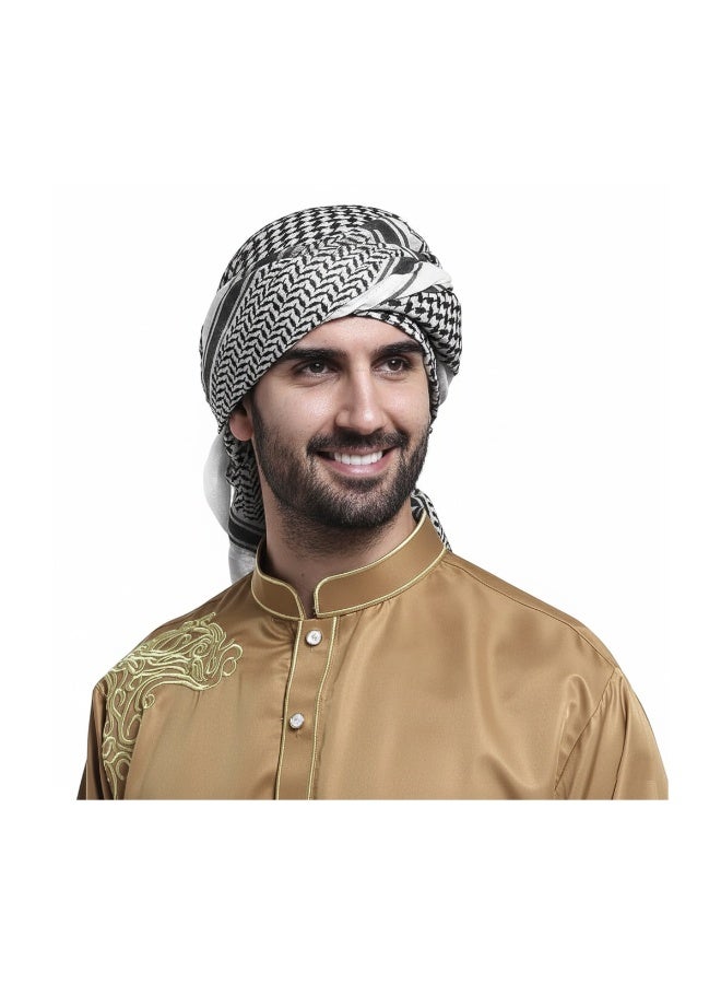 فابينني شماغ عربي كبير أسود، كوفية، حجاب عربي تقليدي للرجال وشال إسلامي، لفافة صحراوية، كوفية خفيفة الوزن قابلة للتهوية للشمس والغبار والصلاة - Image 1