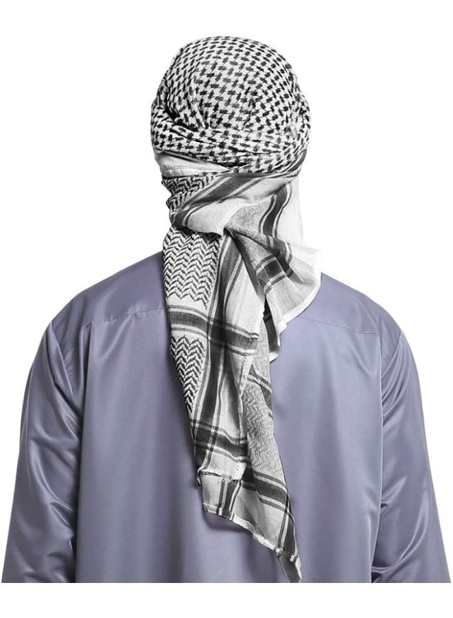 Fabienne Large Arab Shemagh Black Keffiyeh Scarf Men's Traditional Arabic Headscarf & Muslim Shawl, Desert Wrap, Breathable Lightweight Keffiyeh for Sun, Dust & Prayer - Image 2
