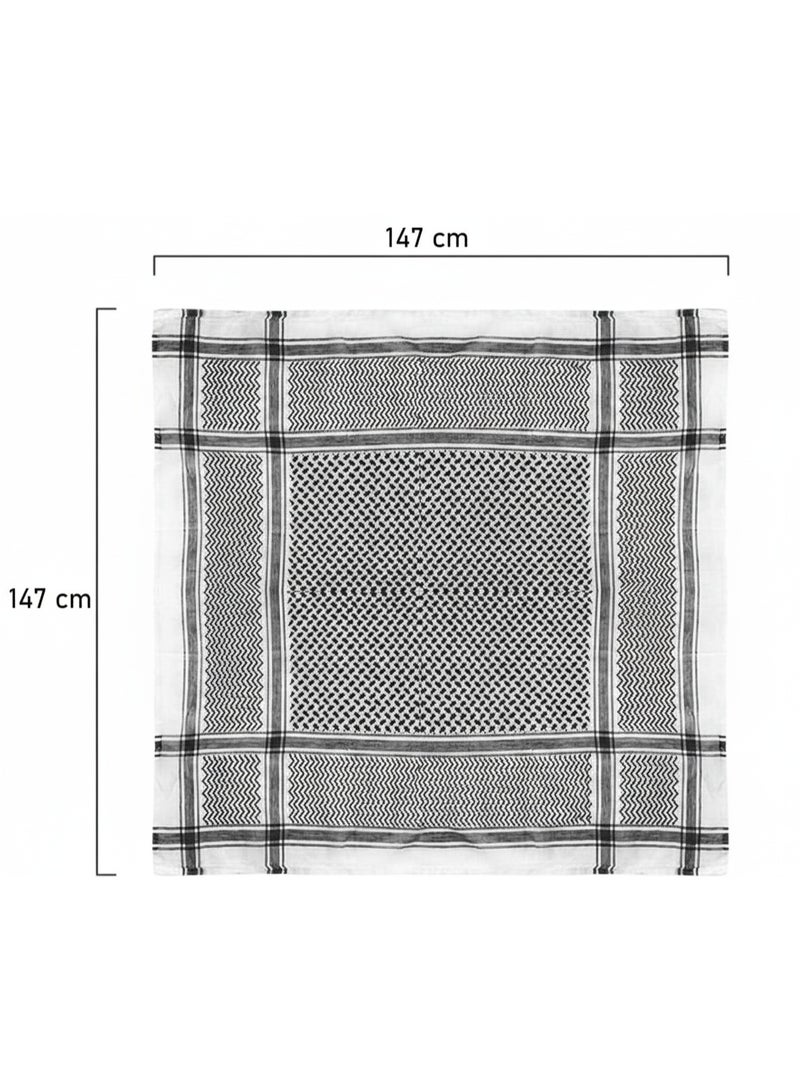 Fabienne Large Arab Shemagh Black Keffiyeh Scarf Men's Traditional Arabic Headscarf & Muslim Shawl, Desert Wrap, Breathable Lightweight Keffiyeh for Sun, Dust & Prayer - Image 4