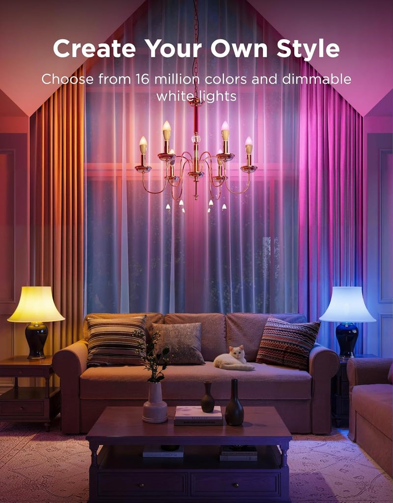 Govee Smart Light Bulb E14, RGBWW LED Lamp, Works with Matter, Alexa, Google Assistant, Smart Bulb E14 Light Bulb 450 LM, Dimmable with 16 Million DIY Colours, 54 Scenes, Pack of 4 - Image 2