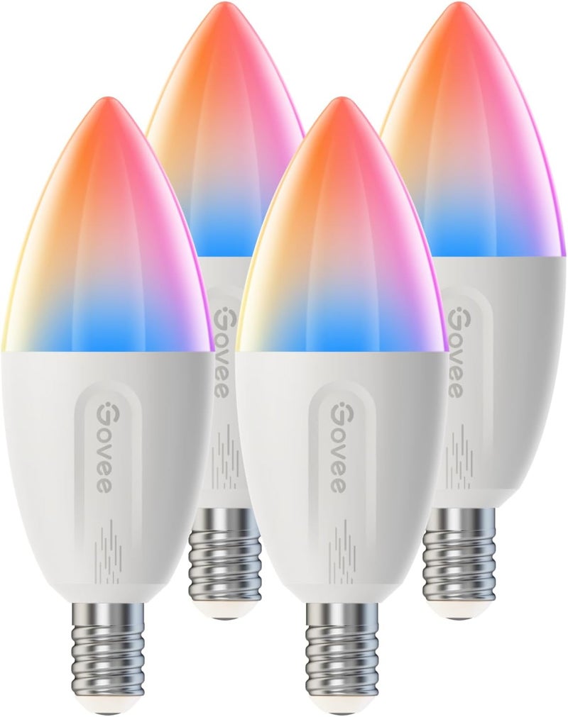 Govee Smart Light Bulb E14, RGBWW LED Lamp, Works with Matter, Alexa, Google Assistant, Smart Bulb E14 Light Bulb 450 LM, Dimmable with 16 Million DIY Colours, 54 Scenes, Pack of 4 - Image 1