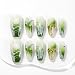 Sun&Beam Nails Handmade Press On Nail Medium Long Coffin Ballerina Green Flower Butterfly Fake Tip 3D Design Art Charms Cute with Storage Box 10 Pcs (#009 M) - Image 2