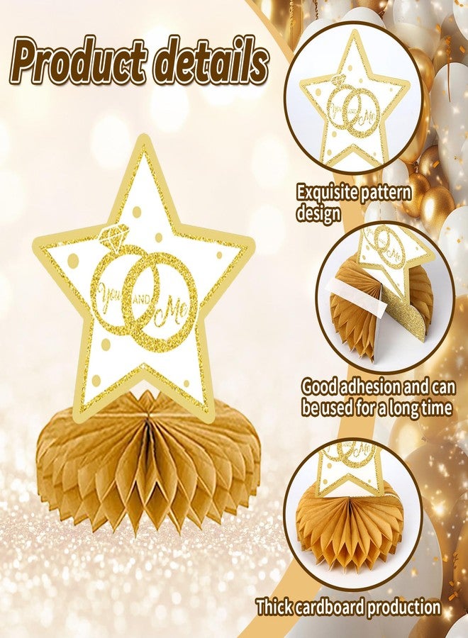 DTOFOOT 10 Pcs 50th Anniversary Decorations, 50th Wedding Anniversary Decorations 50th Anniversary Honeycomb Centerpiece White Gold Happy 50th Wedding Anniversary Party Centerpieces - Image 3