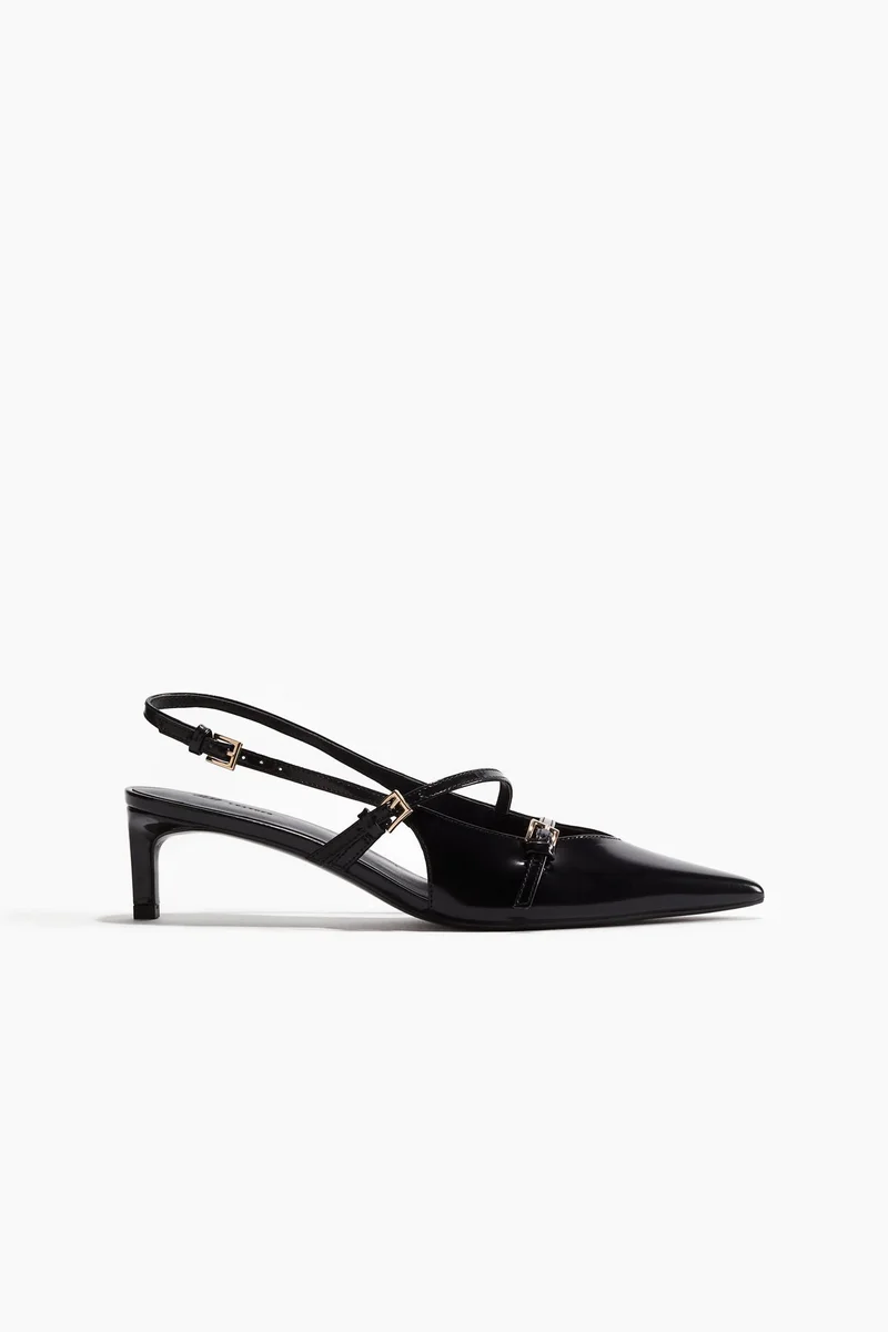 H&M Leather slingback court shoes