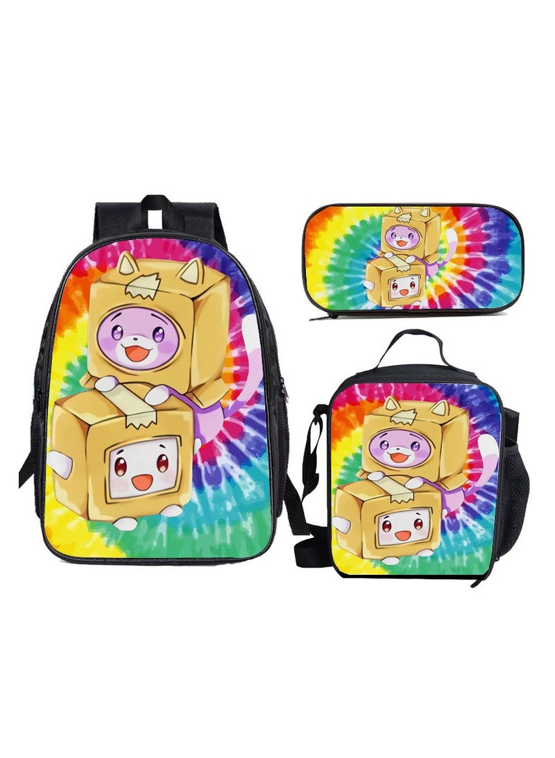 SKT Shiketro lankybox cartoon print school bag kindergarten lunch bag shoulder bag primary school student pencil bag backpack  - Image 1