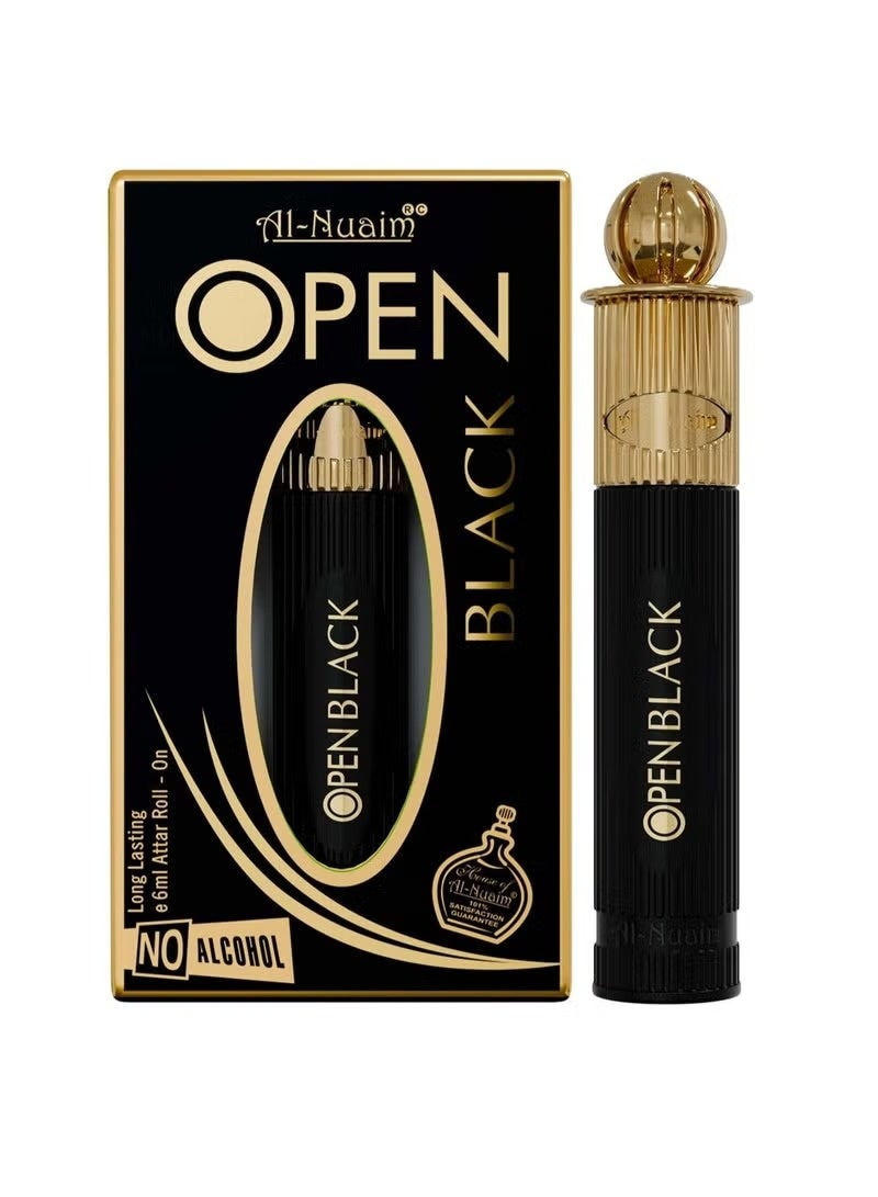 أل نواعم عطر النعيم أوبن بلاك أتور رول أون زيت عطري 6 مل | عطر مركز خالٍ من الكحول للرجال والنساء | رائحة خشبية مسكية منعشة تدوم طويلاً | زيت عطري عربي فاخر بحجم الجيب - Image 1