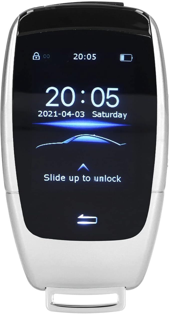 TK900 LCD Key Remote Keyless Entry For Start Stop Engine Silver Blue Screen - Image 1