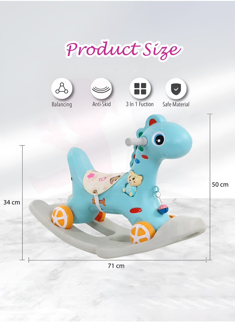 Toshionics - 2-in-1 Baby Rocking Horse Ride & Scooter Toy Plastic Foot-to-Floor Ride On Swing for Kids Multipurpose Baby Toddler Rocking Chair Indoor Outdoor Nursery Playroom Rocking Chair - Image 1