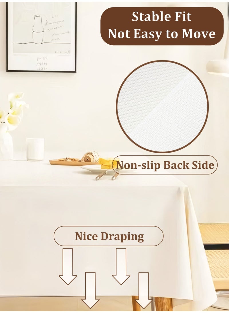 White Tablecloth 140*200 CM, PU Table Cover, Waterproof Table Cloth, Rectangular Table Cloth for Dining Table & Coffee Table, Wrinkle Resistant Table Decor for Wedding, Banquet, Party, Home Dining - Image 3