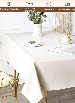 White Tablecloth 140*200 CM, PU Table Cover, Waterproof Table Cloth, Rectangular Table Cloth for Dining Table & Coffee Table, Wrinkle Resistant Table Decor for Wedding, Banquet, Party, Home Dining - view 4