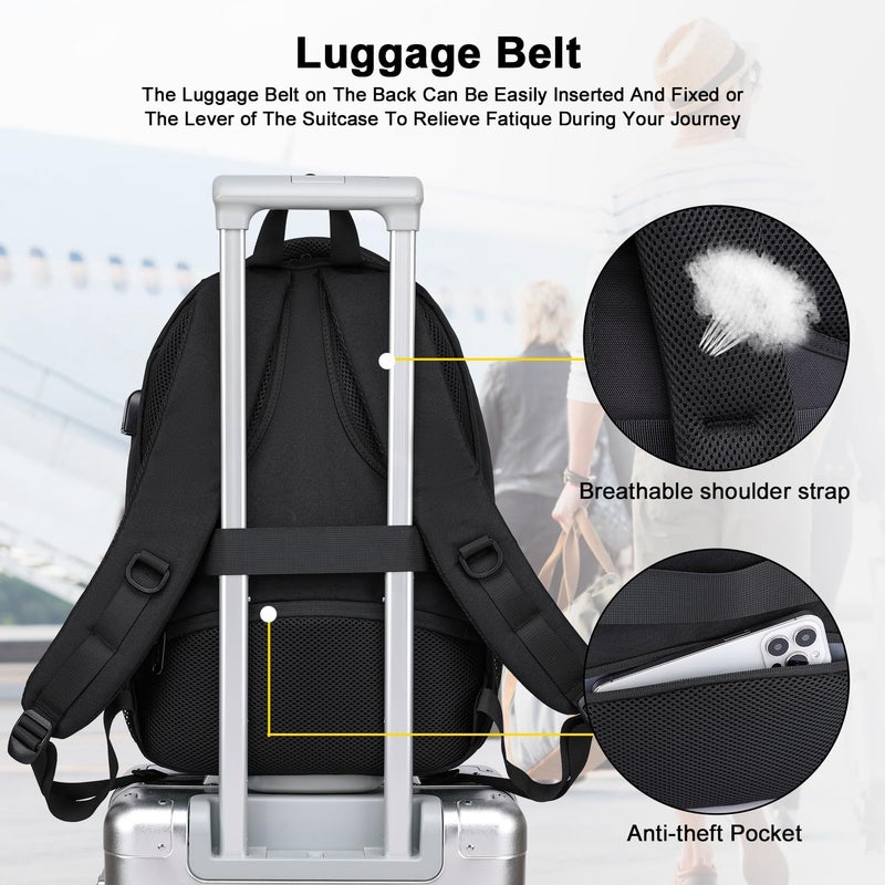 Asenlin Travel Laptop Backpack for Women & Men,Water Resistant Business Slim Sturdy Laptops Backpack with USB Charging Port,Fits 15.6 Inch Notebook College School Computer Bag-Black - Image 5